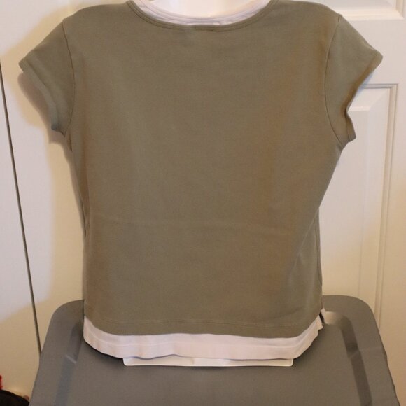 Chico's Green and White Short Sleeve Layered Look Tee Size 2 (US Large) - Picture 10 of 10